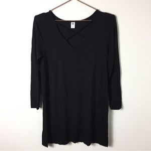 Old Navy black tunic long sleeve, cross front